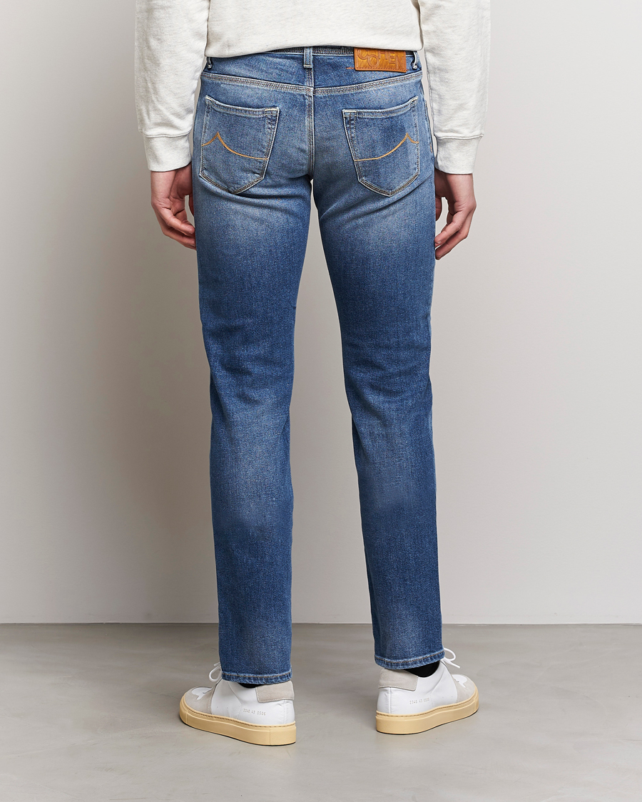 Herren | Jeans | Jacob Cohën | Nick Slim Fit Eco Friendly Stretch Jeans Mid Blue
