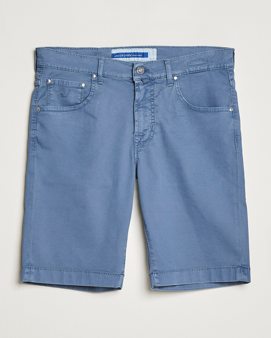 Herren | Shorts | Jacob Cohën | Nicolas Cotton Twill Shorts Blue Grey