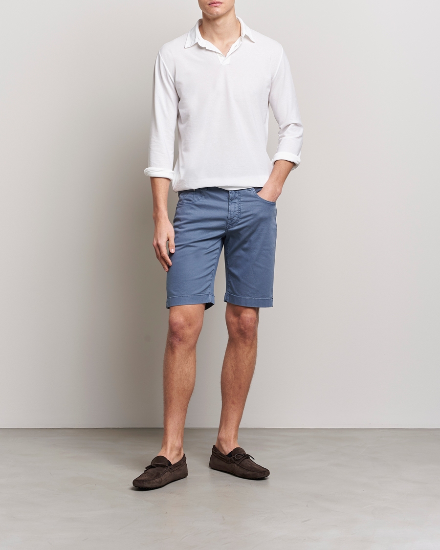 Herren | Shorts | Jacob Cohën | Nicolas Cotton Twill Shorts Blue Grey