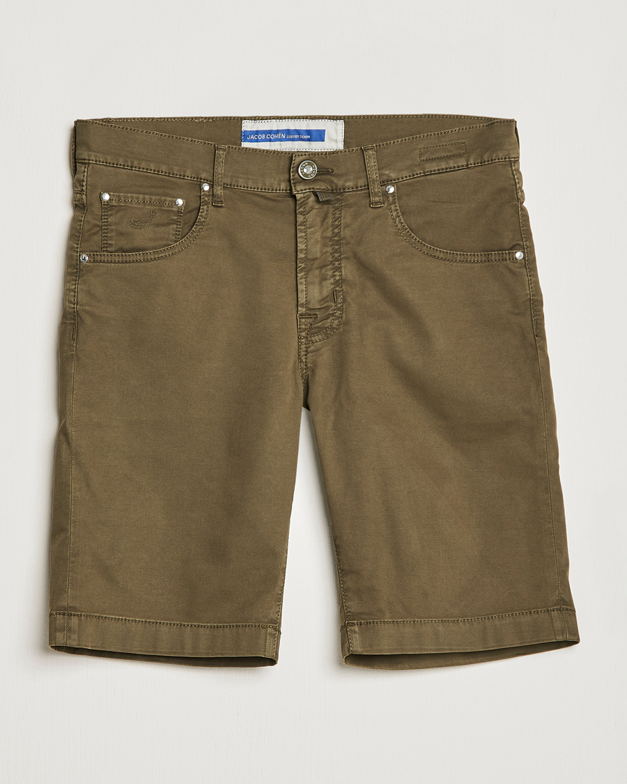 Herren | Shorts | Jacob Cohën | Nicolas Cotton Twill Shorts Olive