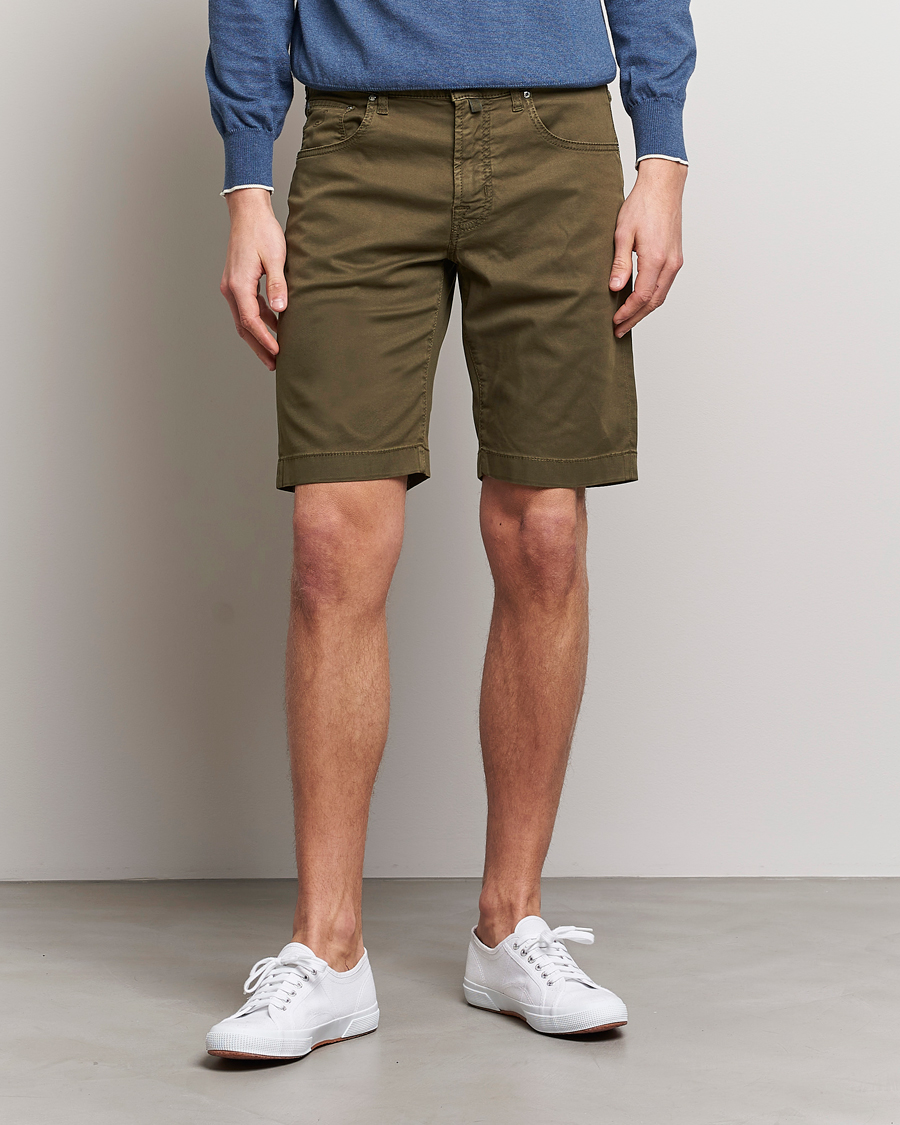 Herren | Shorts | Jacob Cohën | Nicolas Cotton Twill Shorts Olive
