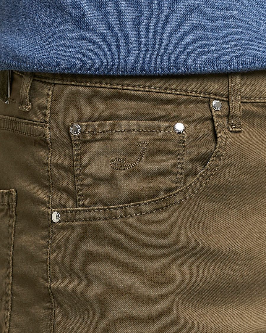 Herren | Shorts | Jacob Cohën | Nicolas Cotton Twill Shorts Olive