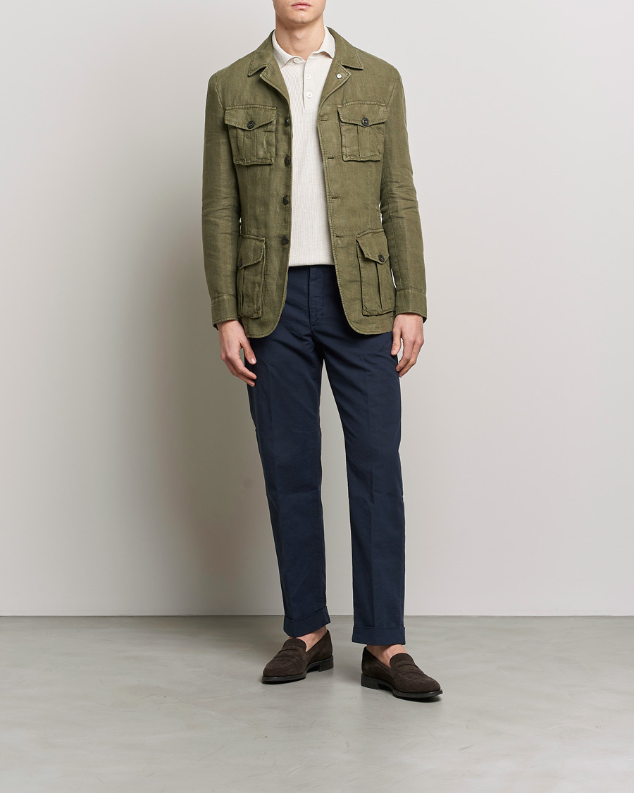 Herren | Sakkos | L.B.M. 1911 | Linen Safari Jacket Olive