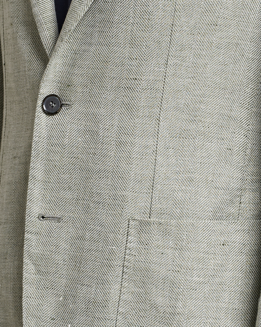 Herren | Sakkos | L.B.M. 1911 | Jack Regular Fit Herringbone Linen Blazer Pistachio