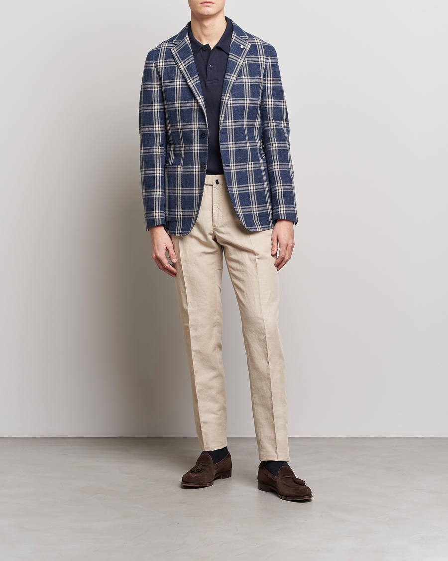 Herren | Sakkos | L.B.M. 1911 | Jack Regular Fit Checked Cotton Blazer Blue