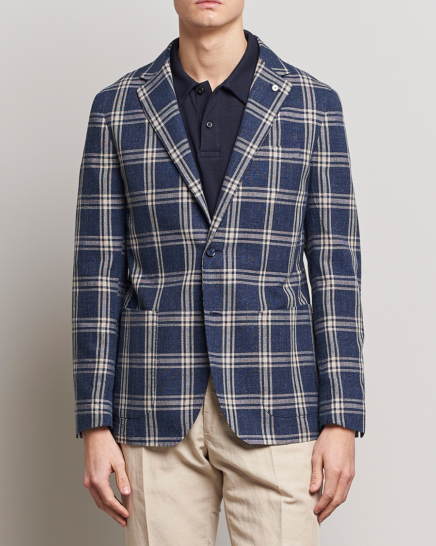 Herren | Sakkos | L.B.M. 1911 | Jack Regular Fit Checked Cotton Blazer Blue