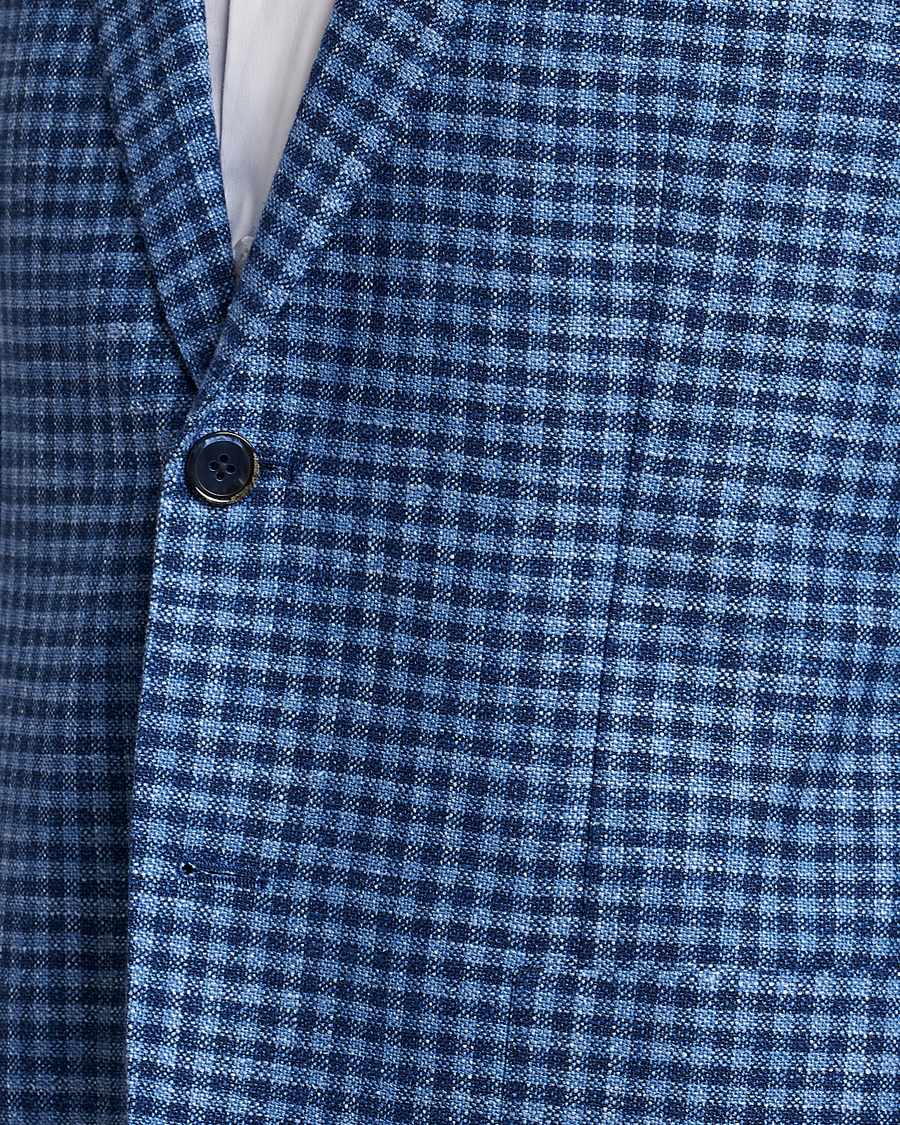 Herren | Sakkos | L.B.M. 1911 | Jack Regular Fit Checked Virgin Wool/Linen Blazer Blue