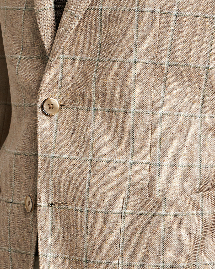 Herren | Sakkos | L.B.M. 1911 | Jack Regular Fit Windowpane Wool/Silk Blazer Olive