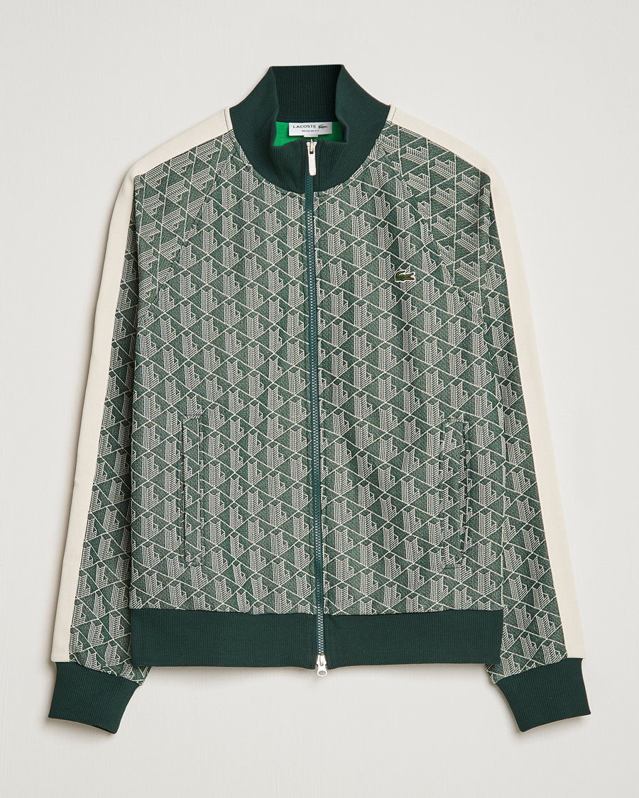 Herren | Pullover | Lacoste | Monogram Zip Sweatshirt Green/Wood Shaving