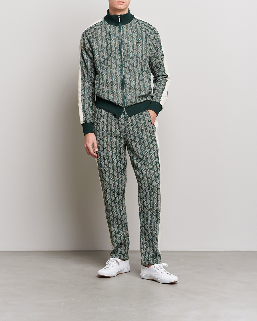 Herren | Pullover | Lacoste | Monogram Zip Sweatshirt Green/Wood Shaving