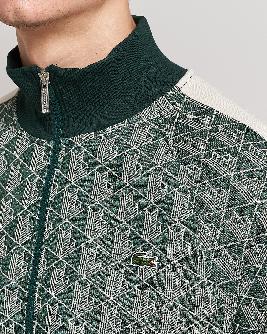 Herren | Pullover | Lacoste | Monogram Zip Sweatshirt Green/Wood Shaving