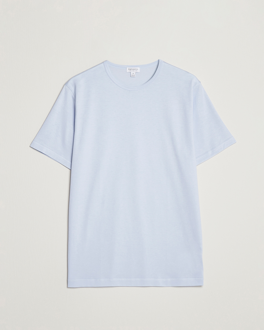 Herren | T-Shirts | Sunspel | Crew Neck Cotton Tee Pastel Blue