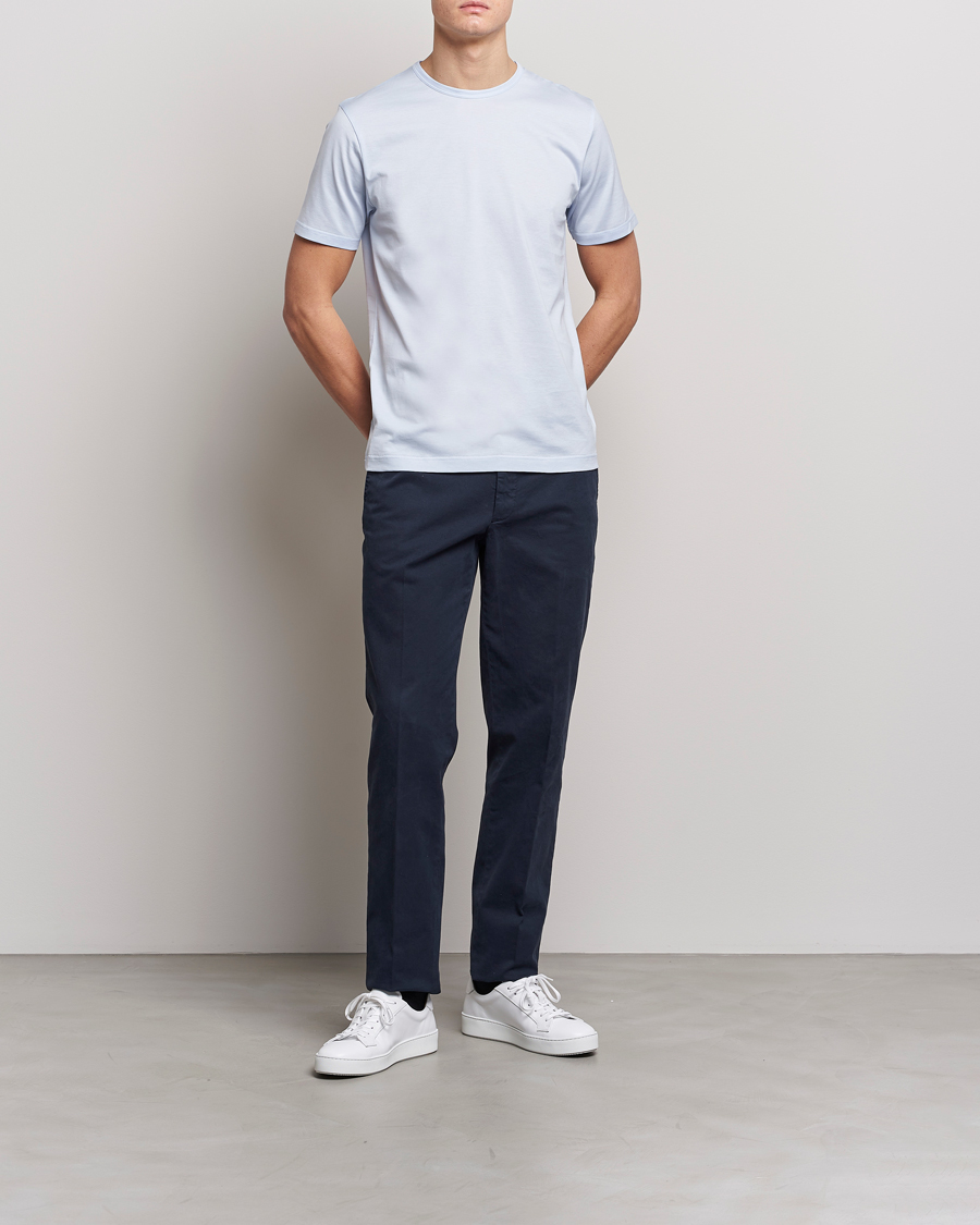 Herren | T-Shirts | Sunspel | Crew Neck Cotton Tee Pastel Blue
