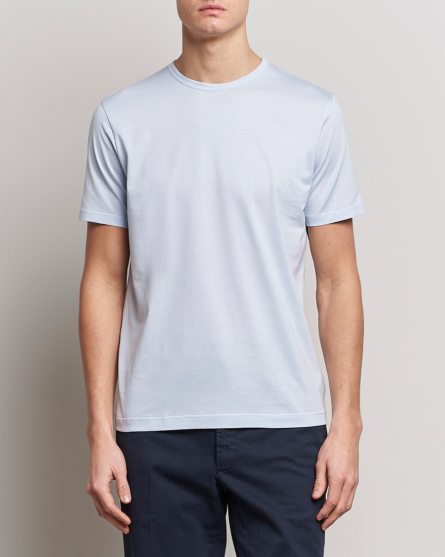 Herren | T-Shirts | Sunspel | Crew Neck Cotton Tee Pastel Blue