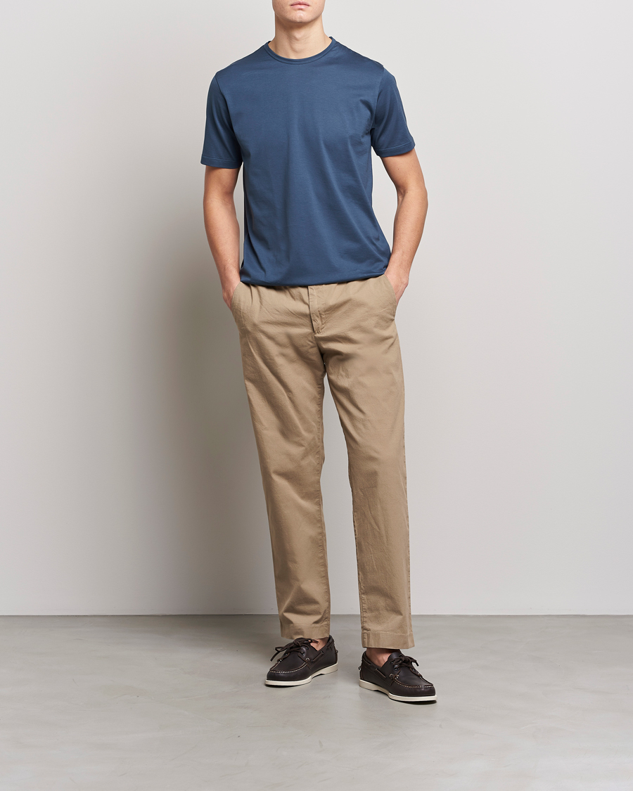 Herren | T-Shirts | Sunspel | Crew Neck Cotton Tee Shale Blue