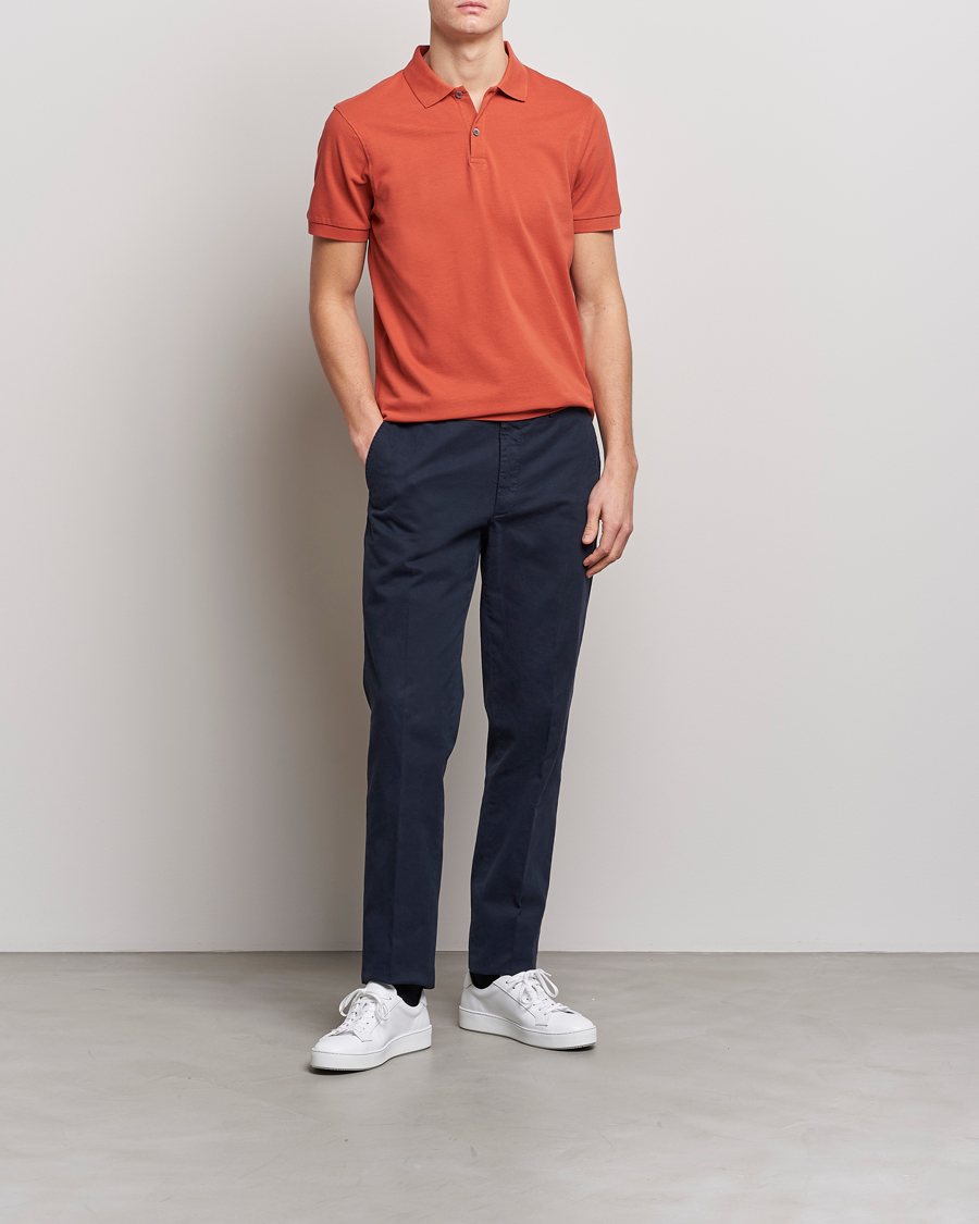 Herren | Poloshirts | Sunspel | Short Sleeve Pique Polo Burnt Sienna