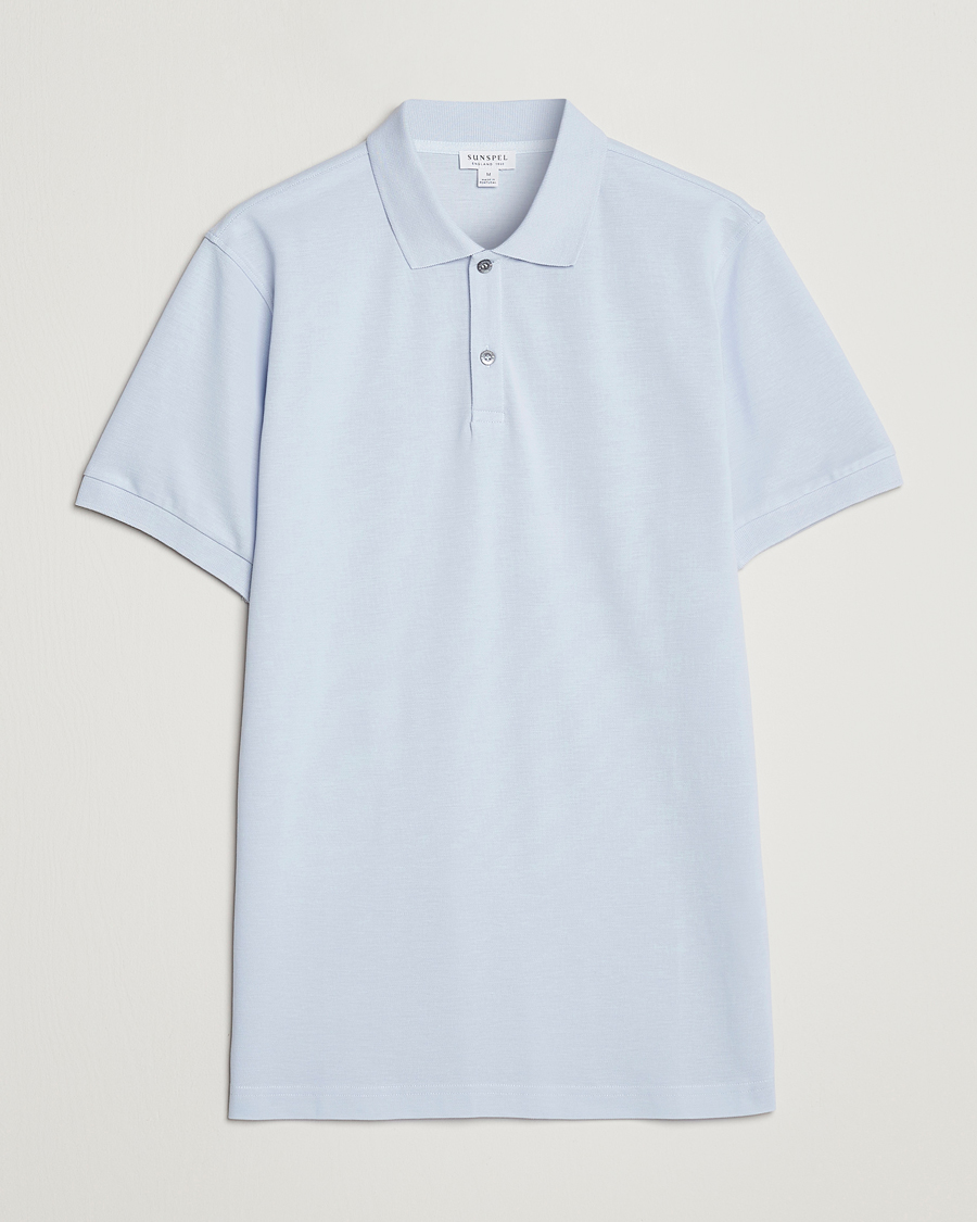 Herren | Poloshirts | Sunspel | Short Sleeve Pique Polo Pastel Blue