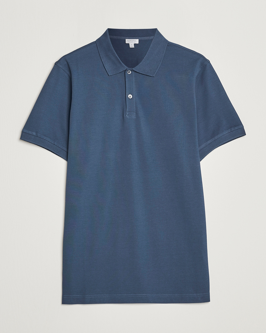 Herren | Poloshirts | Sunspel | Short Sleeve Pique Polo Shale Blue
