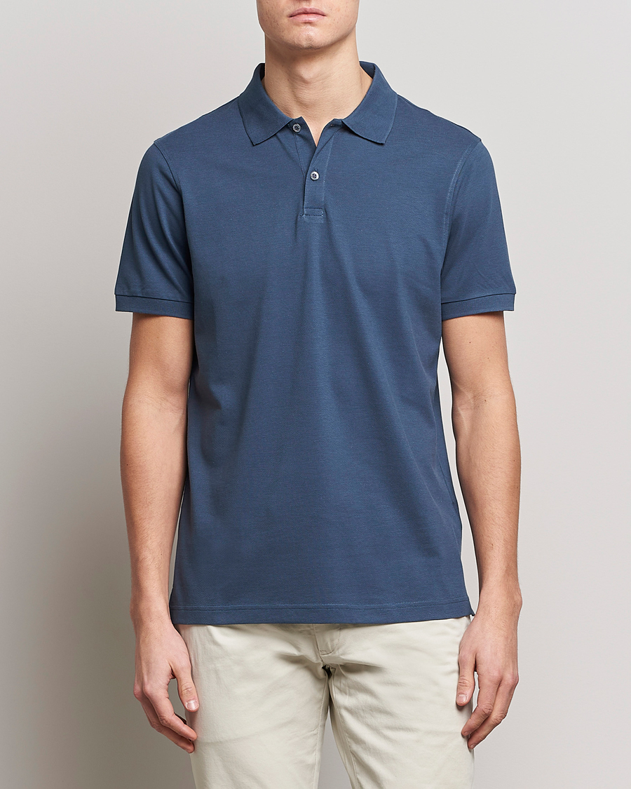Herren | Poloshirts | Sunspel | Short Sleeve Pique Polo Shale Blue
