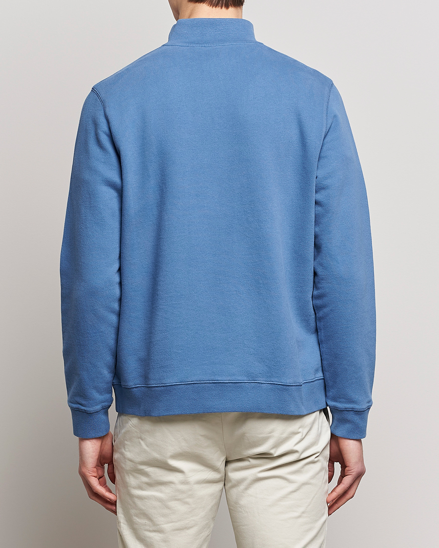 Herren | Pullover | Sunspel | Loopback Half Zip Sweatshirt Blue Stone