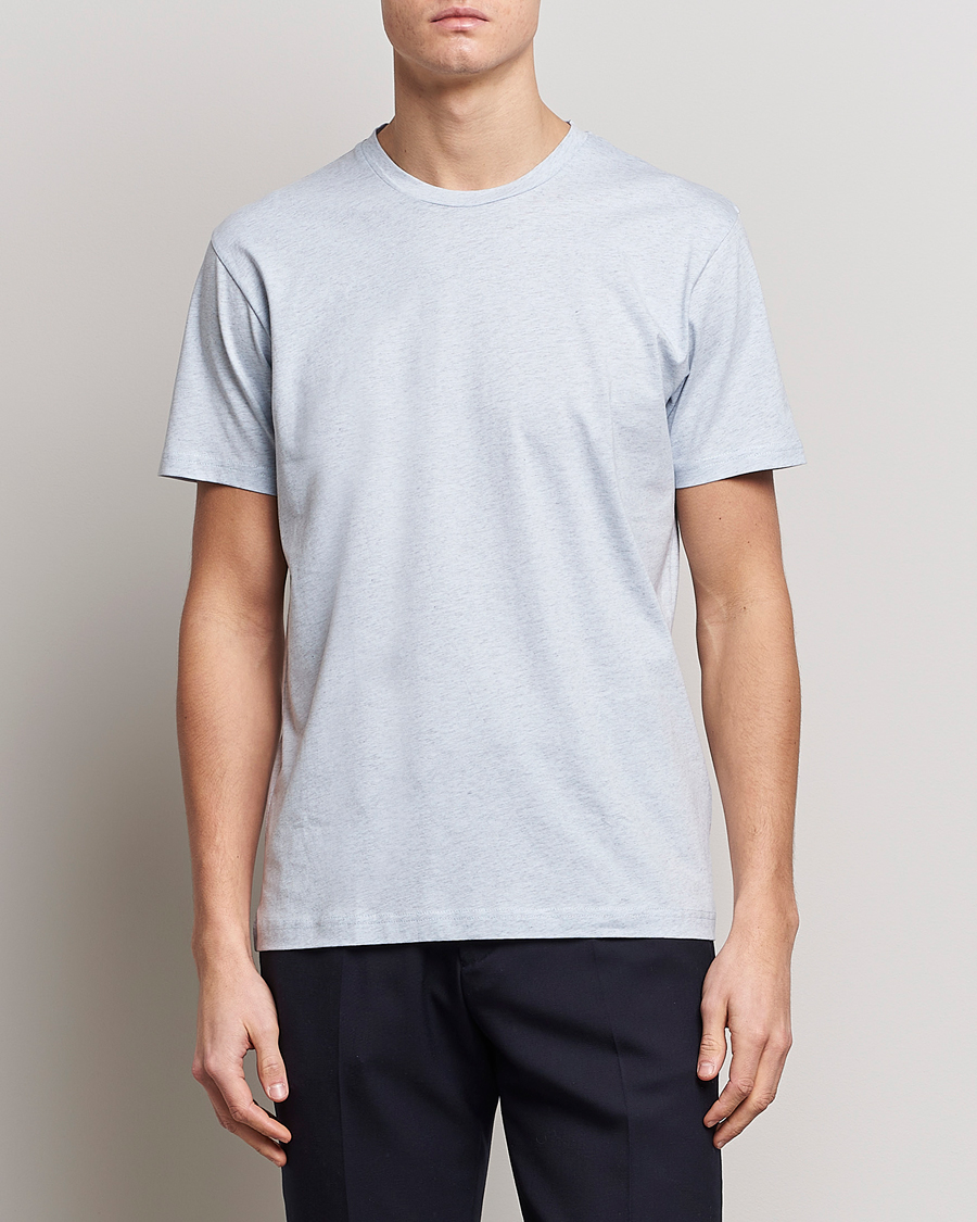 Herren | T-Shirts | Sunspel | Riviera Organic Tee Pastel Blue Melange