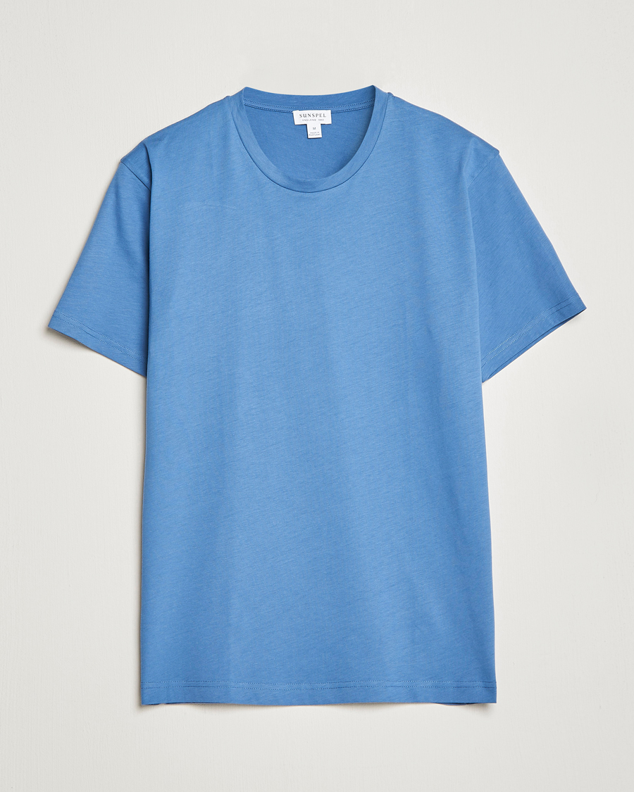 Herren | T-Shirts | Sunspel | Riviera Organic Tee Blue Stone