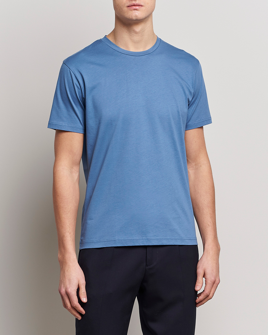 Herren | T-Shirts | Sunspel | Riviera Organic Tee Blue Stone