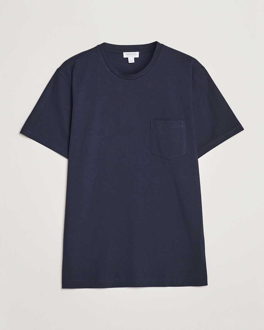 Herren | T-Shirts | Sunspel | Riviera Pocket Crew Neck T-Shirt Navy