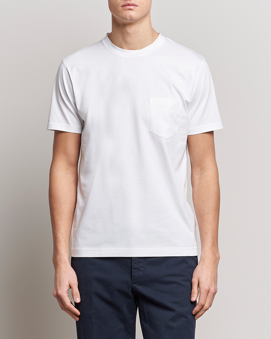 Herren | T-Shirts | Sunspel | Riviera Pocket Crew Neck T-Shirt White