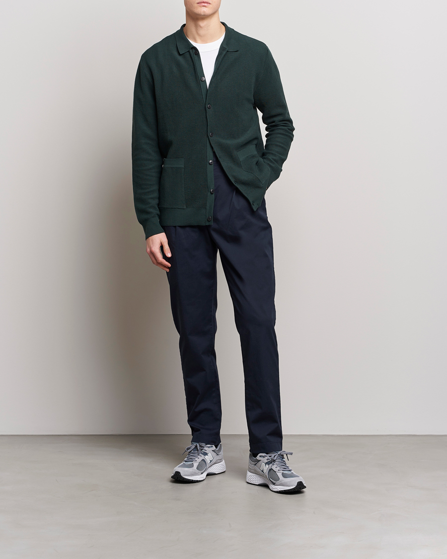 Herren | Hosen | Sunspel | Pleated Stretch Cotton Twill Chino Navy