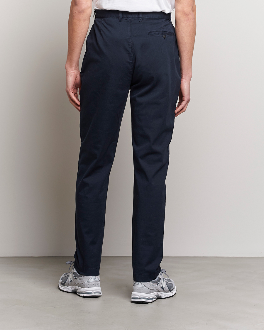 Herren | Hosen | Sunspel | Pleated Stretch Cotton Twill Chino Navy
