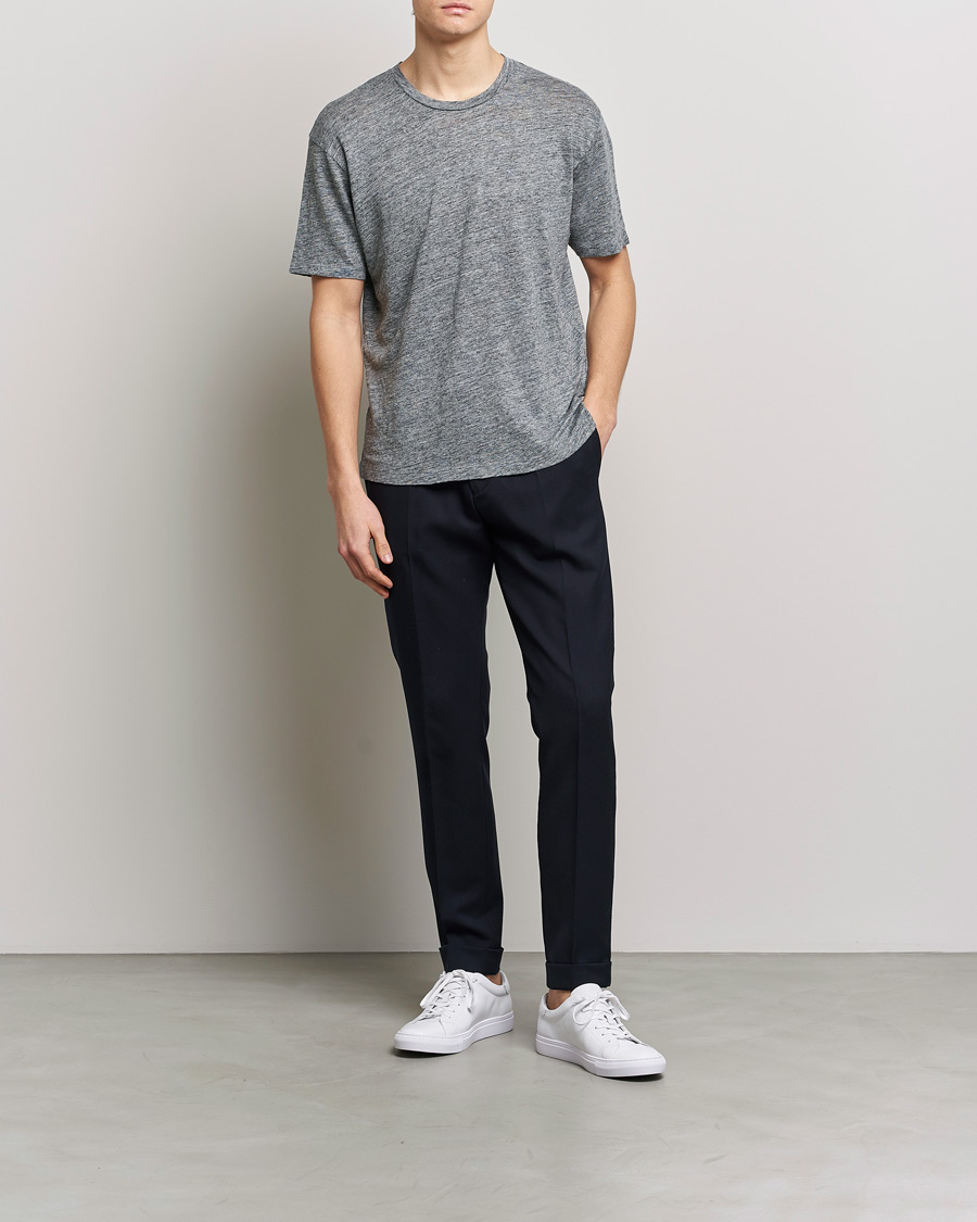Herren | T-Shirts | Sunspel | Linen T-Shirt Mid Grey Melange