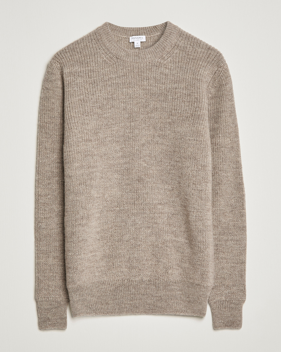 Herren | Pullover | Sunspel | Luxury British Wool Jumper Natural Oatmeal