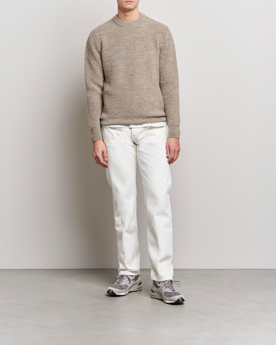 Herren | Pullover | Sunspel | Luxury British Wool Jumper Natural Oatmeal