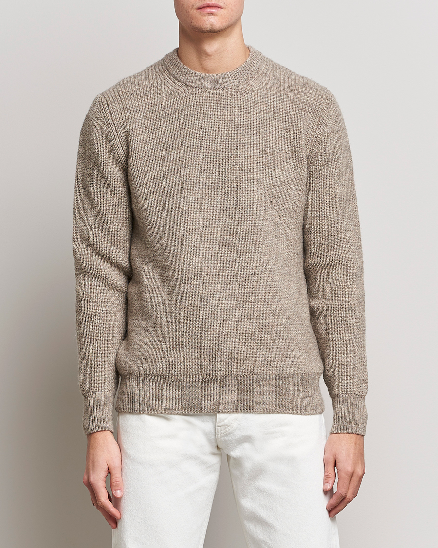 Herren | Pullover | Sunspel | Luxury British Wool Jumper Natural Oatmeal