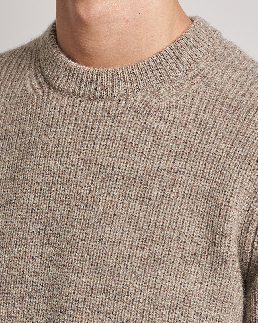 Herren | Pullover | Sunspel | Luxury British Wool Jumper Natural Oatmeal