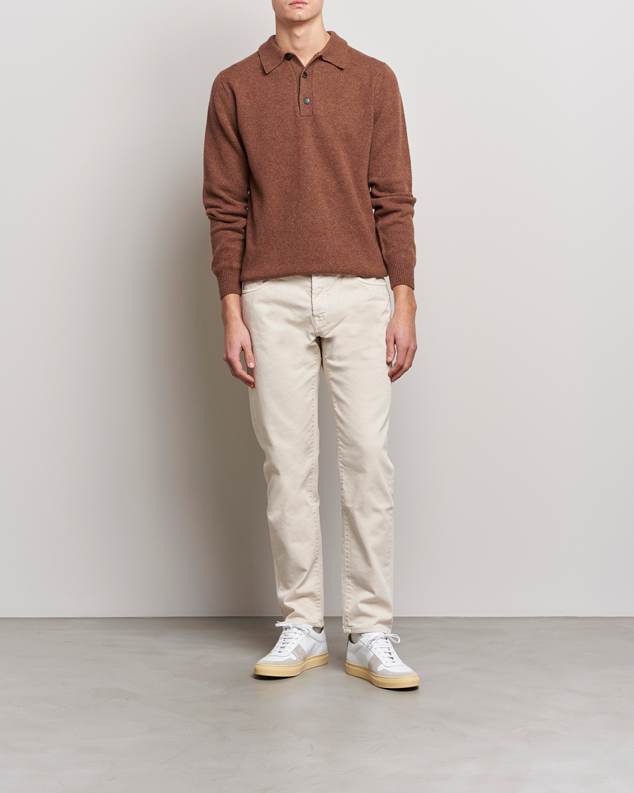 Herren | Pullover | Sunspel | Lambswool Poloshirt Pecan
