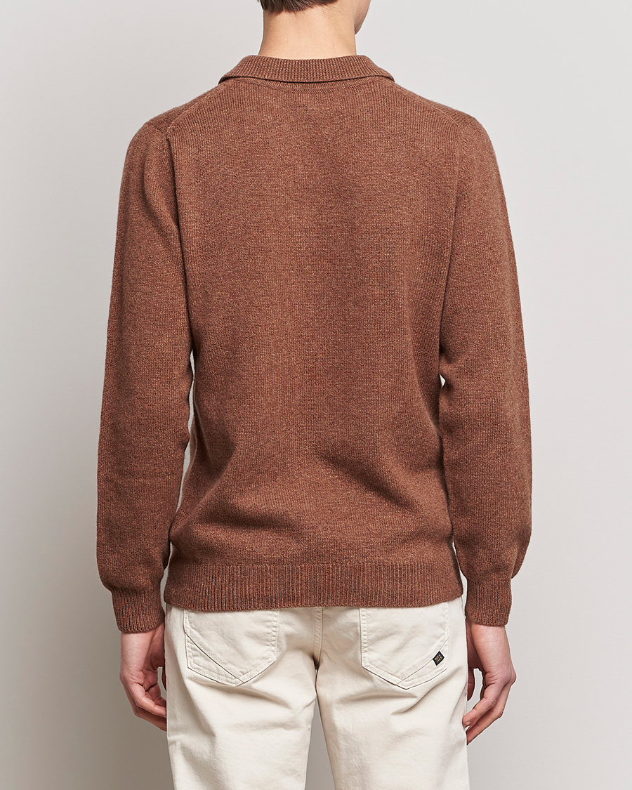 Herren | Pullover | Sunspel | Lambswool Poloshirt Pecan