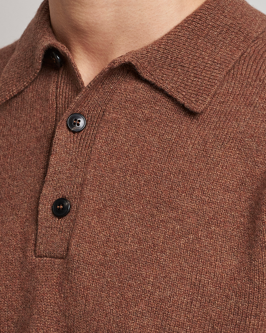 Herren | Pullover | Sunspel | Lambswool Poloshirt Pecan