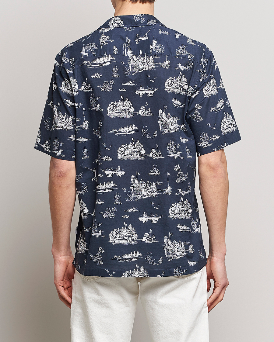 Herren | Hemden | Woolrich | Zavikon Printed Short Sleeve Resort Shirt Melton Blue