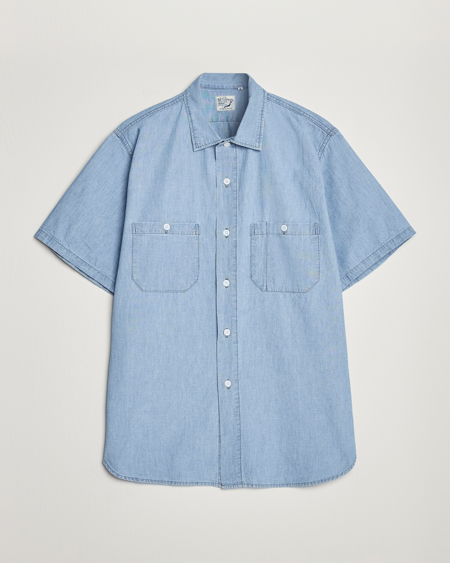Herren | Hemden | orSlow | Chambray Short Sleeve Work Shirt Light Blue
