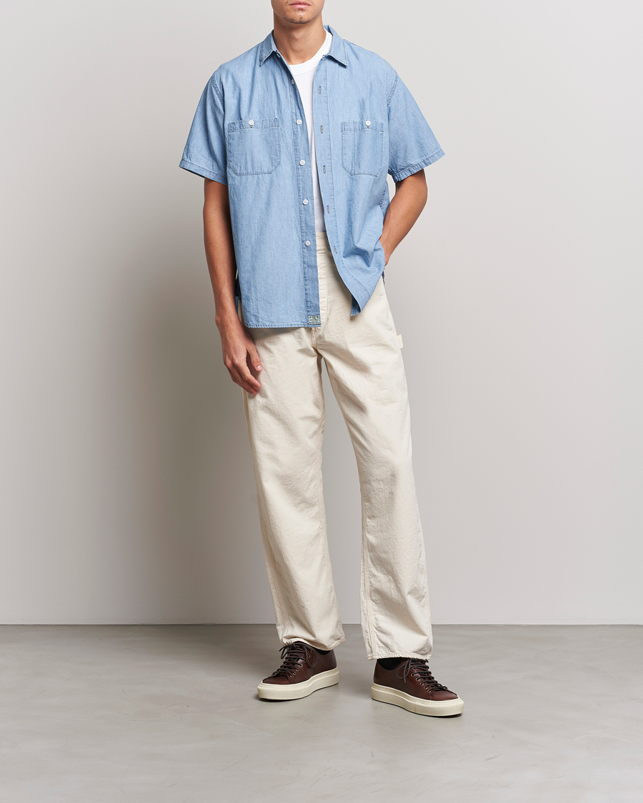 Herren | Hemden | orSlow | Chambray Short Sleeve Work Shirt Light Blue