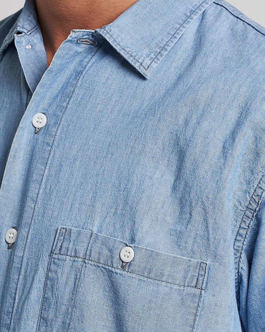 Herren | Hemden | orSlow | Chambray Short Sleeve Work Shirt Light Blue