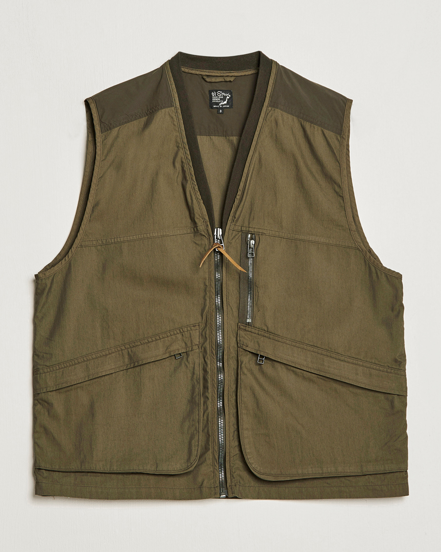 Herren | Westen | orSlow | Cotton Nylon Utility Vest Army Green