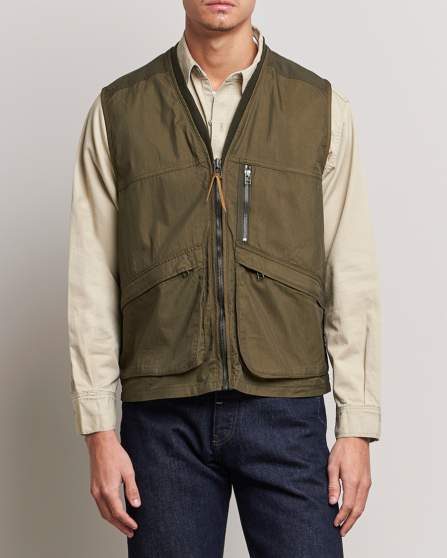 Herren | Westen | orSlow | Cotton Nylon Utility Vest Army Green
