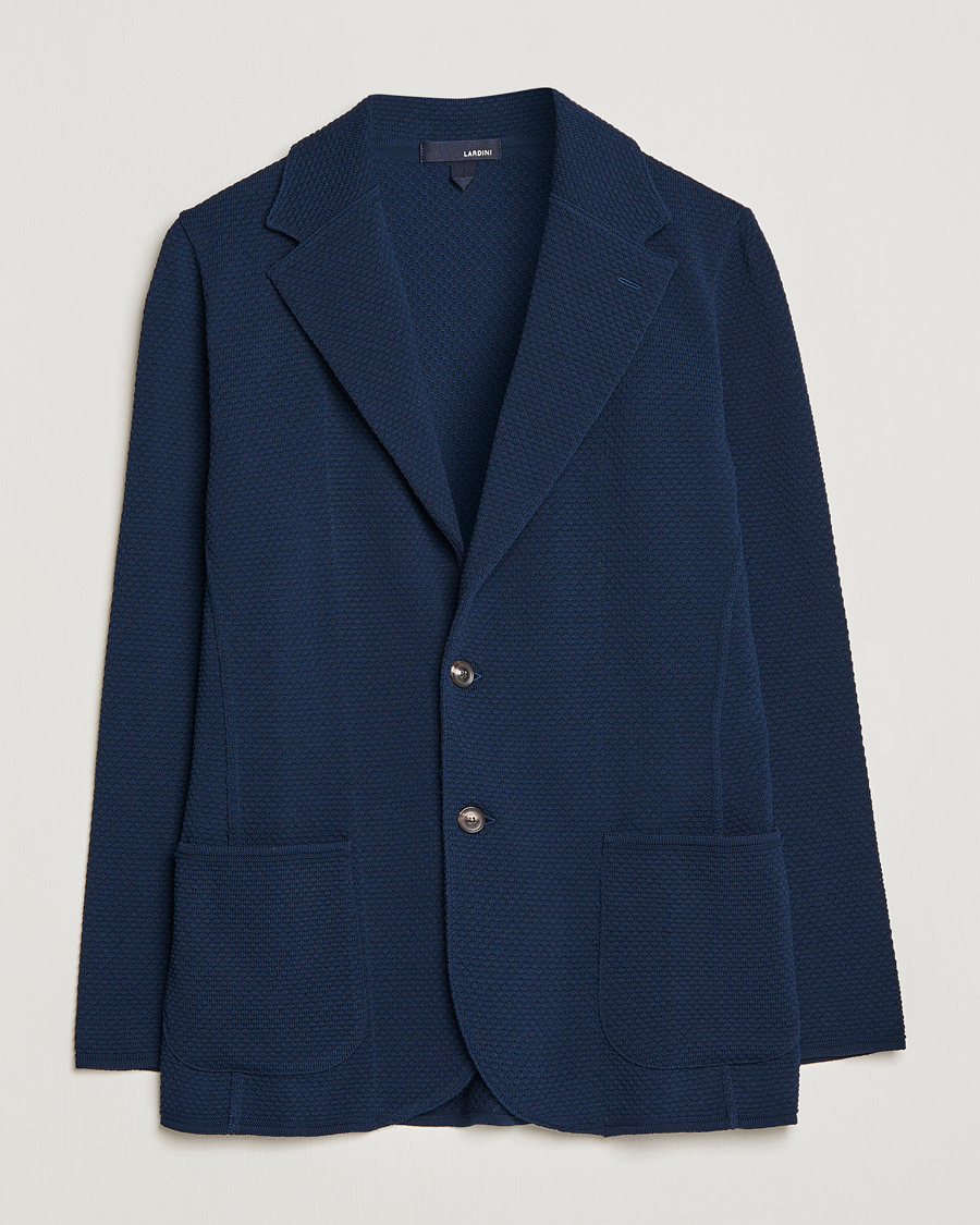 Herren | Sakkos | Lardini | Knitted Structure Cotton Blazer Navy