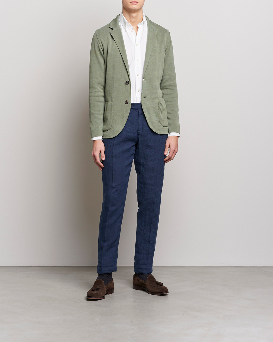 Herren | Sakkos | Lardini | Knitted Cotton Blazer Soft Green