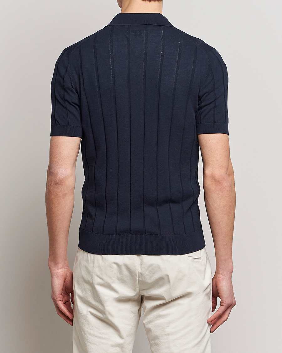 Herren | Hemden | Lardini | Short Sleeve Knitted Cotton Crèpe Shirt Navy