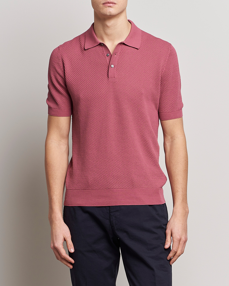 Herren | Poloshirts | Lardini | Short Sleeve Knitted Structure Cotton Polo Soft Pink