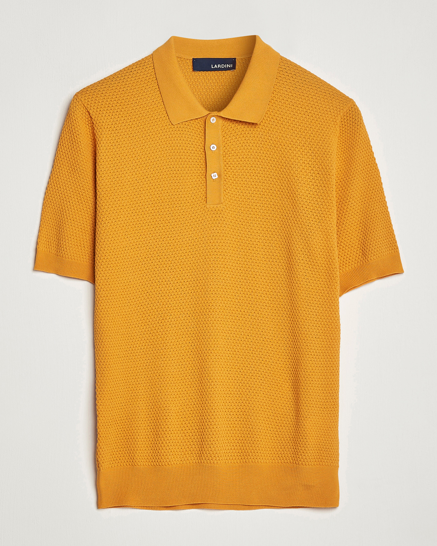 Herren | Poloshirts | Lardini | Short Sleeve Knitted Structure Cotton Polo Orange